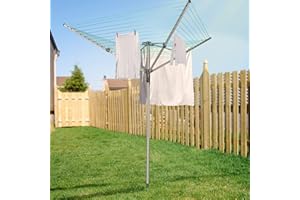 Innotic Stendino Rotante da 50 m, Ampio Stendibiancheria Rotay per Esterni, Resistenti ai Raggi UV, Acciaio Robusto con Tubo per Cemento