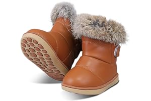 WYSFLY Toddler Girls Snow Boots Kids Faux Fur Lined Boots Winter Outdoor Flats Shoes Warm Ankle Boots For Little Kid
