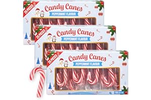 SWEET BUDDIES Mini cannes de bonbon – Lot de 3 paquets (25 pièces de 4g) – goût menthe poivrée – décoration de Noël, calendrier de l’Avent, Saint-Nicolas, friandises de fête & petits cadeaux sucrés