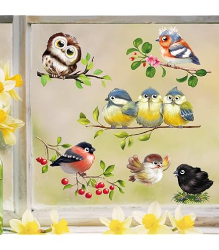 WandSticker4U®- Pegatinas De Prisma Para Ventanas Flores AMAPOLAS Rojas Primavera Reutilizable (44x39 Cm) I Vinilo Para Ventanas Flores Decoracion Ventana Salón Dormitorio Verano (no Adhesivo
