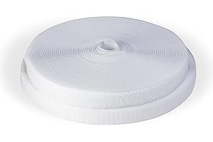 BORMAN, Rollo de Cinta de Gancho y Bucle para coser de color blanco, ancho de 20 mm x 25 metros de largo, cinta textil de gancho y bucle para costura, no autoadesivo, Cinta de Gancho y Bucle blanco