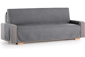 TEXTIL-HOME Housse de Canapé 3 Places avec Accoudoirs Adele – Housse Protège-Canapé Réversible Matelassé Grey, Anti-Taches, Lavable, Idéal Animaux, 150 cm