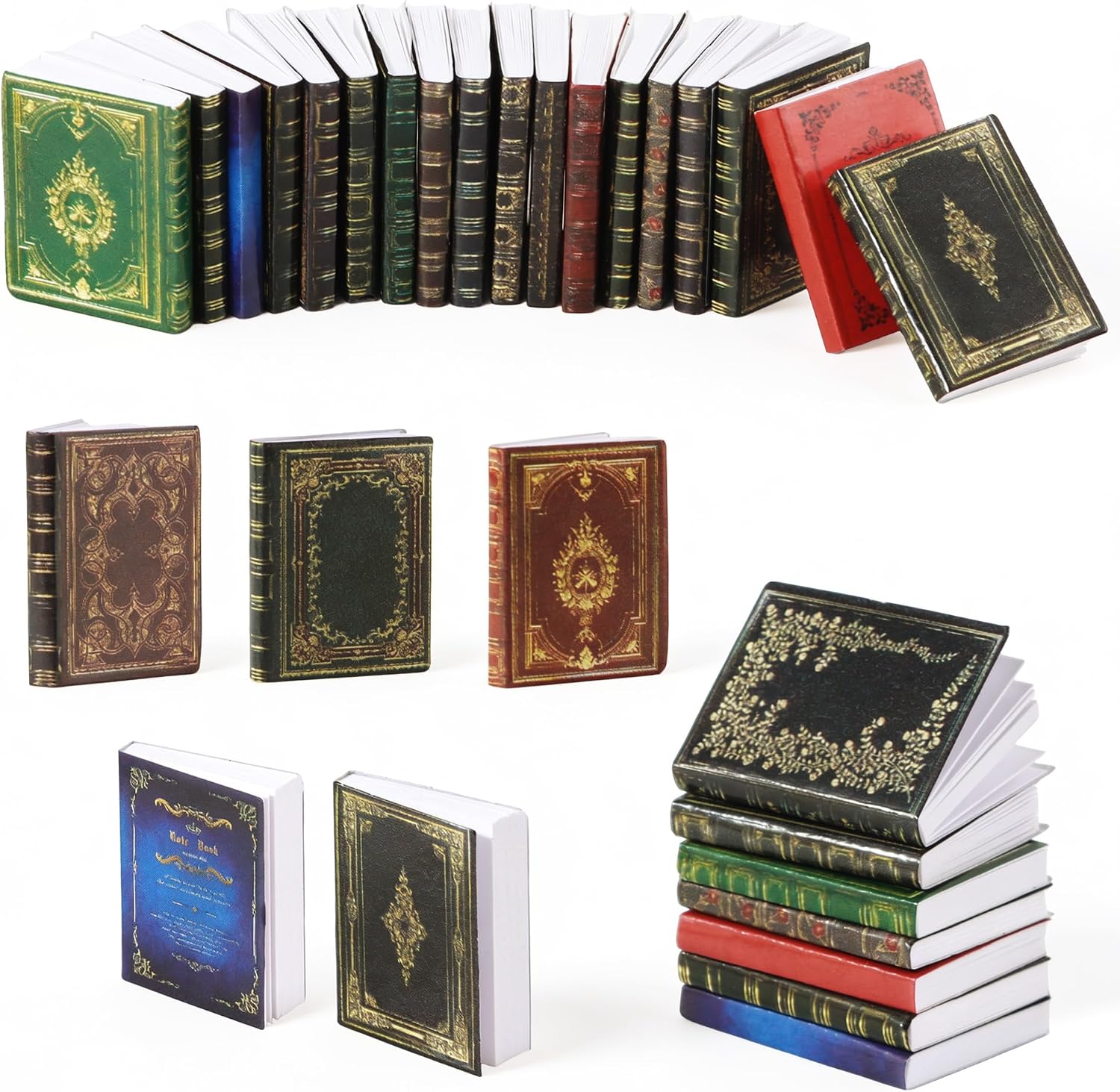 24 Piezas Miniatures Libros para Casa De Muñecas, 1:12 Mini Modelo de Libros, Accesorios de Decoración para Dormitorio y Biblioteca de Casa de Muñecas