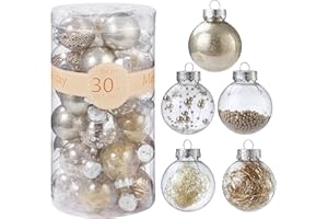 ZHYLUO 30 Piezas Bolas de árbol,Navidad Inastillable Bolas Plastico Adornosadecuadaspara el Hogar Festival,adecuadas para interioresy exteriore (Champán Dorado)