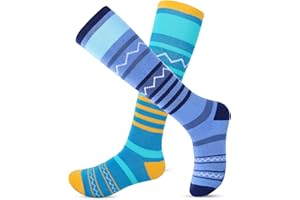 KUYOU 2 Paar Kinder Skisocken | Kniestrümpfe für Jungen und Mädchen | Warme Kinder Winter Thermo Socken Größen 26-36 | Winter Sportsocken für Kinder
