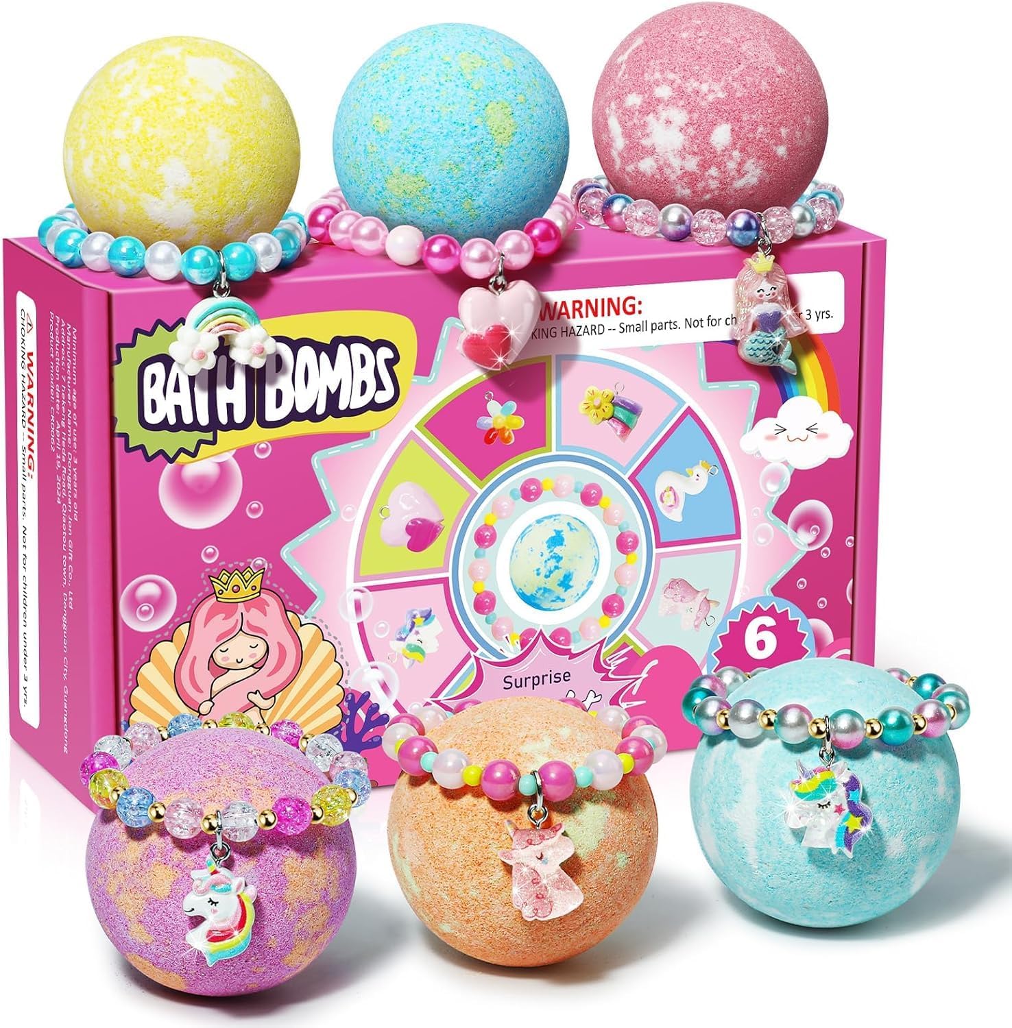 Bombas de Baño Niños, Unicornio Bath Bombs Kids, Bombas de Baño con Pulseras Sorpresa en el Interior, Bombas de Baño para regalos de Pascua, regalo de Cumpleaños para niñas 4, 5, 6, 7, 8 años