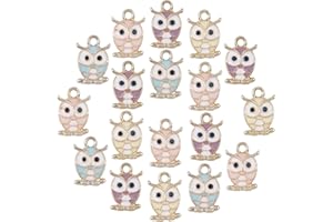 SUNNYCLUE 1 bo?te 24 pièces Hibou Breloque Animaux Pendentif Alliage émail Balancent Charme Lumière Or Strass Couleur Mixte pour la Fabrication de Bijoux Bricolage Artisanat Fournitures Résultats