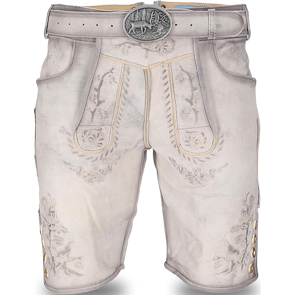 Maddox Lederhose Fleesensee Herren - Ziegenvelours-Leder Mit Blauer Stickerei