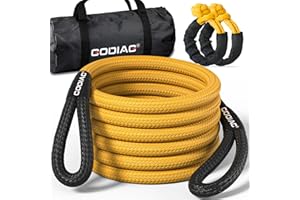 GODIAG 1"×20ft Kinetic Recovery Rope (465000lbs) Heavy Duty Energy Tow Rope with 2 Soft Shackles, Offroad Power Stretch Snatch Rope for Truck Jeep Car ATV UTV Tractor