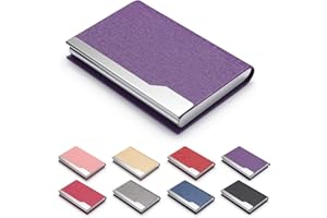 FACATH Visitenkartenetui – Luxus PU-Leder Namenskartenhalter & Edelstahl Multi Kartenetui, Slim Metal Pocket Card Holder Wallet Credit Card ID Case/Holder with Magnetic Shut – Lila