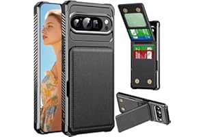 Fofvccv PU Leder Wallet Case für Google Pixel 10/10 Pro, Stoßfeste Flip Schutzhülle mit Kartenhalter und Ständer Robuste Kratzfeste Militärische Handyhülle für Pixel 10 Pro .ZM Black