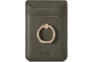 DMaos Étui porte-cartes avec anneau, 2 pièces RFID crédit portefeuille en cuir PU à coller sur la poignée arrière pour iPhone Samsung Smartphone - Vert armée, vert militaire, S, Moderne