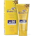 Uveelite Sunscreen SPF 30 Lotion 75ml | Broad Spectrum, Non Sticky, Oil Free, Water Resistance, Light Weight & Absorbing | Protects From UVA & UVB | For Men and Women | Made In India