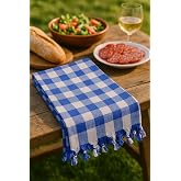Hepsine Rakip 150x150 Cm Kareli Yer Sofra Bezi Piknik Masa &Ouml;rt&uuml;s&uuml; Sa&ccedil;aklı Mavi