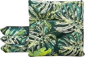 Il Gruppone Passione Casa Set 4/6 Cuscini Cucina Geometrico Sedia con Lacci 4 Punti Comodi Prodotto Italiano 40 x 40 in Cotone Imbottiti Spessore 6 Cm - AlbusVerde - 4 Pezzi