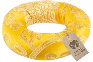 AVANDA Cuscino per ciotola da canto a forma di anello per una posizione sicura della vostra ciotola da canto (fino a Ø 20 cm) e un suono più intenso, artigianato tradizionale, giallo-oro