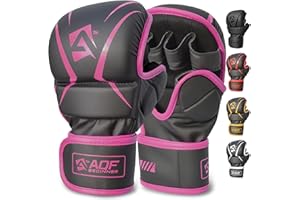 AQF Hybrid MMA Gloves for Sparring & Grappling, Open Palm Shooter Design, Enhanced Wrist Support, Shock-Absorbing Padding, Lightweight and Durable for Training, Kickboxing, Muay Thai