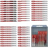 FOCSTOL Jigsaw Blades Set &ndash; 50 Pieces HSS/HCS Jig Blades for Cutting Metal, Wood, Plastic (T118A,T118B,T101AO,T101B,T101BR,T1