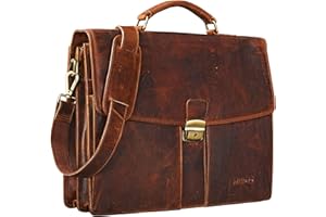 STILORD 'Julian' Vintage Leather Briefcase Portfolio Men 15,6 inches Shoulder Bag Classic Vintage Business Satchel Work Bag
