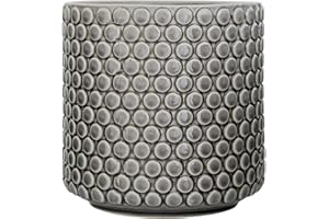 Bloomingville Ceramic Flower Pot Dot - colorful Planter, Pot for plants, sukkulents Size M (15,5 cm ø) Dia 6'' H 6'', Stoneware, grey