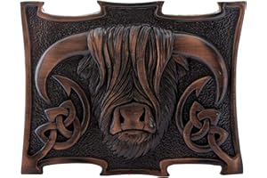I LUV LTD Kilt Belt Buckle Mens Pewter Highland Coo Cow 3 Styles Scottish Made