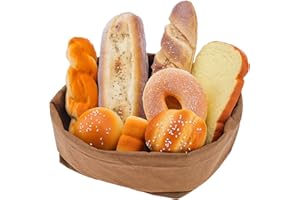 Meiwlong Artificial Bread 8 Pack Realistic Fake Baguette & Bread Loaf Set,Decorative Breads for Photography Props, Kitchen Display, Fake Food Props, Home Decor