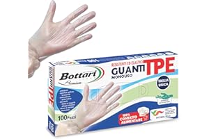 Bottari Gants jetables en TPE sans poussière, 100 pièces, résistants pour le nettoyage, la nourriture, le jardin, le bricolage et la maison