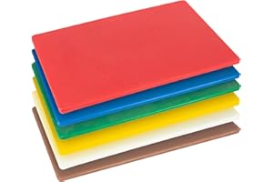 Argon Tableware Plastic Chopping Board - Multicolour - Pack of 6-45cm x 30cm - Thick Professional Colour Coded Kitchen Catering Chefs Cutting Mat Chopping Mat
