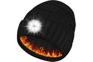 Bosttor Mütze Mit LED Licht, Wintermütze Herren Damen with Thermo Fleece Lining, Superhelle 6 LED Mütze Mit Licht, Lustige Geschenk für Männer Papa Frauen, Gadgets für Männer