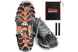 ‎UYTAG Steigeisen für Bergschuhe mit 23 Zähne, Steigeisen Grödel Eisspikes, Schuhkrallen aus Edelstahl Anti Rutsch Schuhspikes Winter Grödeln Spikes für Klettern Walking Trekking Wandern Bergsteigen
