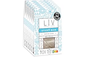 LIV HAPPY FOOD LÏV Happy Food - Sticky Rice - Riz de Konjac - Riz rond sans gluten - Konjac - Vegan, Gluten Free, Faible en calorie - Box de 6 paquets x 200g