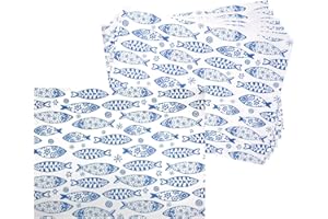 GIORDANO Cart 500 Tovagliette Carta Monouso in Carta Kraft Bianca Goffrata in Stile Pesci - Tovagliette Americane Usa e Getta Resistenti, Igeniche e Made in Italy