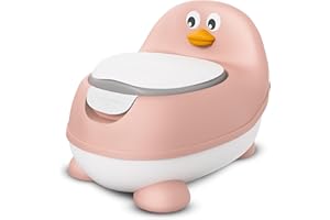 KIDZ CORNER KidzCorner Kinder-Töpfchen mit Pinguin-Design | Weicher Sitz, Spritzschutz & herausnehmbarer Innenbehälter | Babytopf für Kleinkinder, ergonomisch & hautfreundlich (rosa)