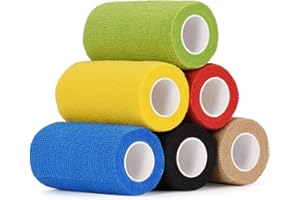 SEADESKY 6 Roll Cohesive Bandages 4 Inch Self Adhesive Bandage Wrap Elastic Bandage for Sports Tape for Wrists Ankle Self Adherent Bandage Pet Vet Wrap for Horse Dog