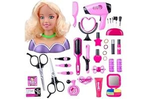 BEAHING Muñeca de cabeza de cabeza para niños, cabello para muñecas de maquillaje para niños para niños, juguete de cabello de peinado con accesorios para el cabello con cabello para niñas para niñas, 35 pie