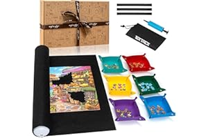 Tektalk Design de grande capacité, tapis de puzzle enroulable dans une boîte d'emballage délicate avec 6 plateaux de tri en feutre et pompe à main, pour économiser et ranger pour 2000, 1500, 1000, 500