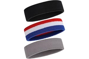ONUPGO Headband Sports Sweatbands - 3/6/12 Terry Cloth Striped Head Band/Wrist Band Set Athletic Ćwiczenie Koszykówka Headbands Moisture Wicking Bluza Absorbing Band
