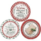 com-four® 3X Piatti per Natale, Babbo Natale, Avvento - piattini riutilizzabili Come Decorazioni per la tavola - Piatti Decor