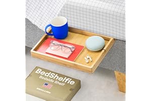 BedShelfie półka na łóżko antresoli oryginalny stolik nocny na łóżko antresoli do przesuwania, jak widziano w Business Insider (przeciąganie, naturalny)