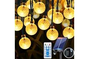 RJEDL Luci Da Esterno Giardino Solari, 12M 60LED Luci Solari Da Giardino Impermeabili Con 8 Modalità, Controllo Orario E Funzione Memoria, Luci Solari Da Esterno Per Giardino, Terrazza, Balcone