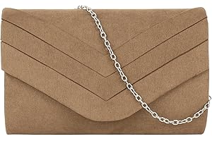 MEGAUK Damen Clutch Elegante Abendtasche Wildleder Handtasche Envelope Tasche Unterarmtasche mit Kette für Hochzeit Wedding Prom Party