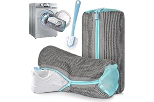 YSOOUA Schuhwaschbeutel Waschmaschine 2 STK Schuhbeutel Wäschesack Waschbeutel Schuhe mit Schuhbürste Wiederverwendbarer Wäschenetz Schuhe Dicker Schuhwaschbeutel Erhöhte Reibung (Grau)