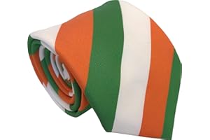 GREAT BRITISH TIE CLUB Herren-Krawatte, Irland-Flagge, gestreift, Grün, Orange, Weiß, Standard Tie Length: 57 inches