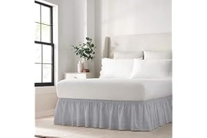 EASYFIT Easy Fit con Ojales Cama Falda con Volantes, Gris, Queen/King