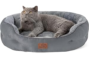 Bedsure Cama Grande Lavable - Redonda Antideslizante para Gatos y Cachorros de Interior, Gris 63x53x20cm