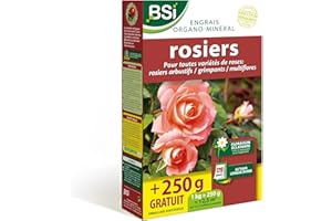 BSI - Engrais - Rosiers - Bio - Organo-Minéral - Pour Toutes Les Sortes De Rosiers - Floraison Éclatante - Action Longue Durée - 1Kg + 250g Gratuit - Jusqu'à 12,5 m² - UAB, Aucune