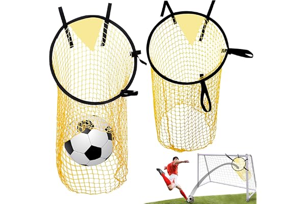 Filet de Cible de Football Lot de 2 Cible de Football Top Bins Filets Cible But avec Sangles Réglables pour Adultes et Enfants Lancer des Coups Pied Précision Cible pour Tirs