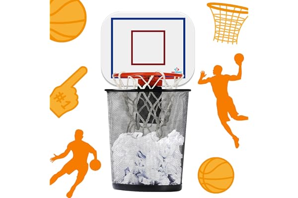 Mad Monkey Basketball Hoop Bin - Funny Waste Paper Basket for Teenager's Room or Office - Basketball Bin with Sound - Perfect Gadget for Basketball Fans