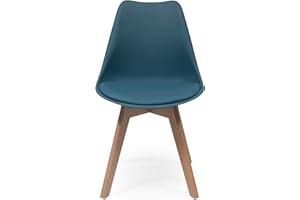 Homely - 1 Silla de Comedor o Cocina Day, Silla de diseño nórdico, Asiento de Polipropileno, Patas de Madera de Haya, Respaldo ergonómico, Color Turquesa