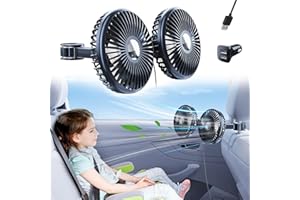 xuenair Auto-Ventilator für Rücksitz, 360 ° drehbar Autositz-Ventilator für Baby nach hinten gerichtet, 3 Geschwindigkeiten separate Steuerung Auto-Kühlung Fan, USB AutoVentilator für Fahrzeuge SUV RV